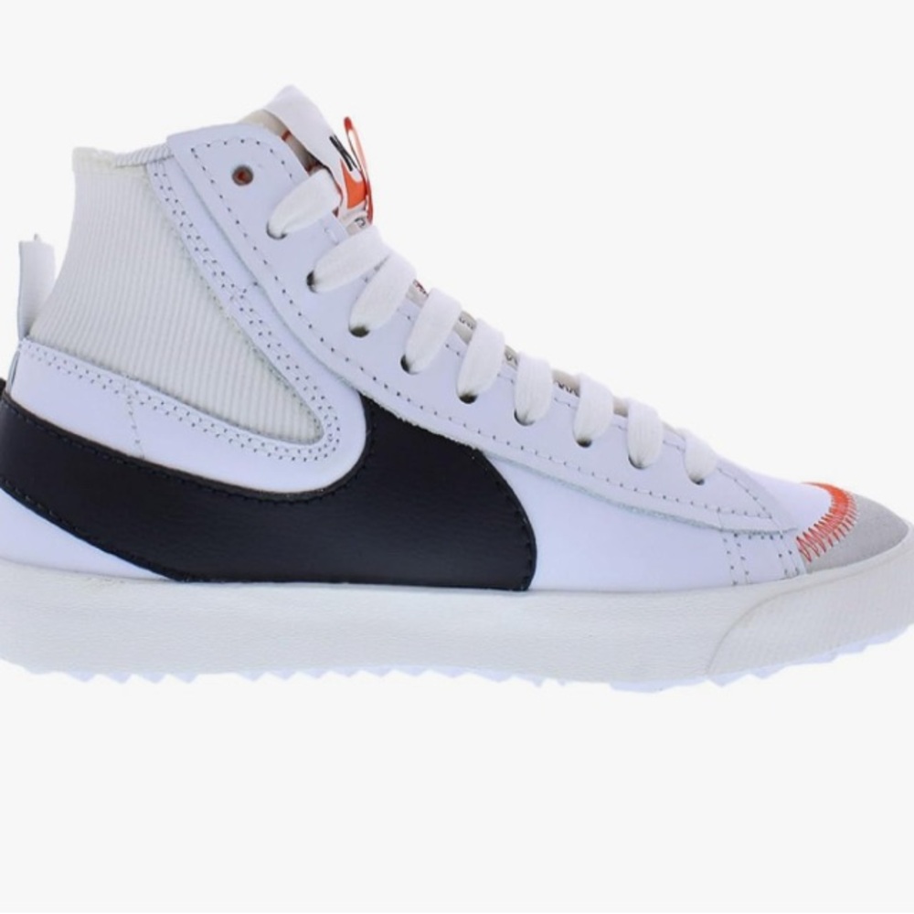 Nike Men's White and Black High-Top Sneakers with Orange Accents - Picture 2 of 2